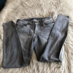 Jacob Davis Gray Skinny Jeans with Leather Trim